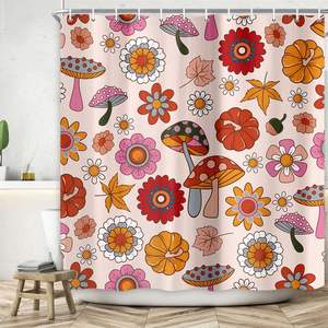 Retro Flower Shower <strong>Curtain</strong> Groovy Vintage Hippie <strong>Funky</strong> 70s Sun Flowers Shower <strong>Curtains</strong> Bathroom Home Decor Custom in Stock - Product Image 2