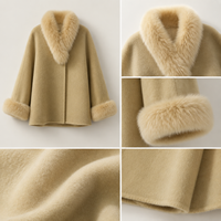 Manteau en cachemire tissé respirant pour femme, grande taille, élégant, en laine, collection Hiver 2026