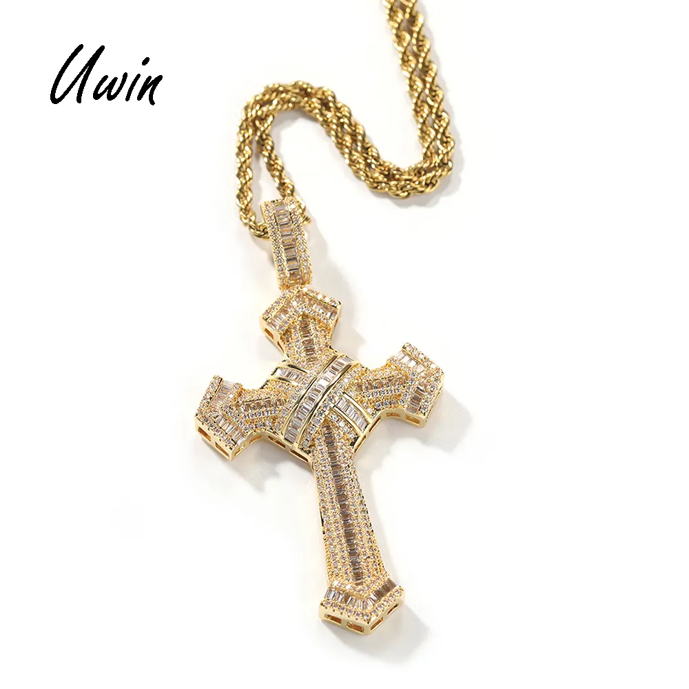 Ювелирные изделия в стиле хип-хоп, ожерелье с алмазным крестом, оптовая продажа, ювелирные изделия, кулон с крестом CZ для мужчин и женщин, ожерелье с подвеской для мужчин