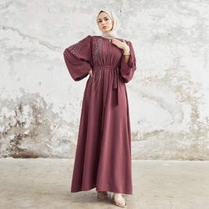 Abito Lungo Mediorientale da <span class=keywords><strong>Donna</strong></span>, <span class=keywords><strong>Vestito</strong></span> <span class=keywords><strong>Musulmano</strong></span>, Abito Lungo Turco-Dubai con Ricami Pesanti di Paillettes e Strass - Product Image 3