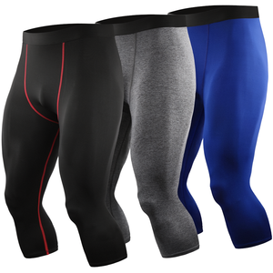 Leggings de sport 90% polyester 10% élasthanne, élastiques, séchage rapide, longueur genou, 180g, vêtements de sport, collants de course, pantalon de base - Product Image 1