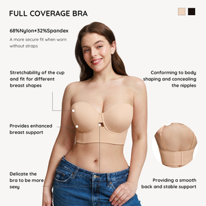 <span class=keywords><strong>Reggiseno</strong></span> da donna Waistdear Plus Size push-up a copertura totale, <span class=keywords><strong>senza</strong></span> cuciture, in maglia traspirante, <span class=keywords><strong>senza</strong></span> spalline, ecologico, con ferretto, per tutti i giorni - Product Image 2