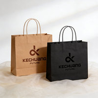 Sac en papier kraft noir et brun personnalisé, écologique, recyclable, de luxe, avec poignée, pour le shopping et les vêtements, avec votre propre logo