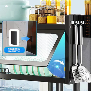 Égouttoir à vaisselle noir en acier inoxydable à 3 niveaux pour cuisine domestique, à poser au-dessus de l'évier - Product Image 5