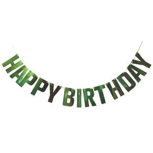 Décoration de fête à thème vert guirlande fournitures signes pour <span class=keywords><strong>anniversaire</strong></span> drôle pépinière décor suspendu 13 pièces bannière <span class=keywords><strong>joyeux</strong></span> <span class=keywords><strong>anniversaire</strong></span> - Product Image 5