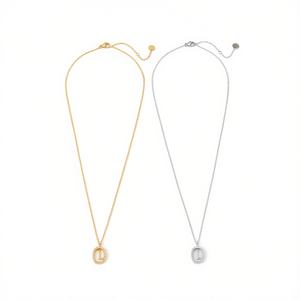 Collier avec pendentif en diamant lettre L 10x15cm, chaîne de collier, bijoux tendance, acier, or, argent - Product Image 2