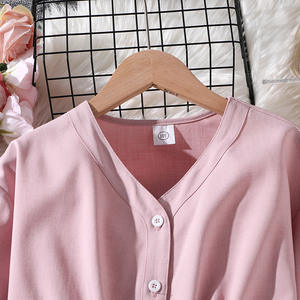 Ensemble deux pièces pour enfants et femmes, <span class=keywords><strong>12</strong></span> <span class=keywords><strong>ans</strong></span>, automne 2025, nouveau design, décontracté, respirant, chemise rose, veste, <span class=keywords><strong>pantalon</strong></span> <span class=keywords><strong>large</strong></span> - Product Image 3