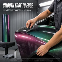 Film de protection auto-adhésif amovible pour carrosserie automobile, vinyle brillant vert herbe et rouge, changeant de couleur