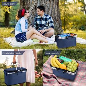 Panier de pique-nique avec sac isotherme, sac glacière portable, pliable et étanche, en aluminium, 26 l - Product Image 4