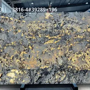 Dalles de marbre de paon doré naturel de luxe pierre translucide pour villa fond mur fenêtre seuil baie vitrée pierre - Product Image 4