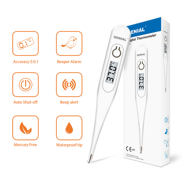Electronic Digital Body Thermometer Fast Read Medical Device for Household Use Plastic Material Electric Power Source for Armpit