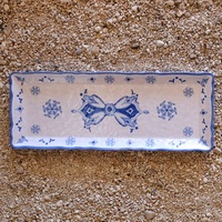 Plateau à gâteau aux amandes bleu marocain de 19 ''Plateau à pain de service en mélamine durable