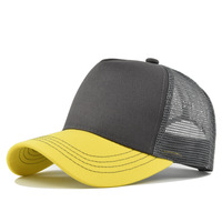 Gorra de béisbol de 5 paneles transpirable de color sólido, visera de malla de sarga alta, sombrero de terciopelo de ala grande para el sol con publicidad de puntos elegante