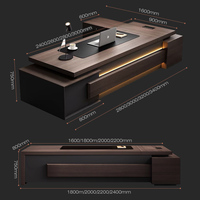 Bureau de direction moderne et luxueux pour patron ou PDG, bureau en MDF en forme de L, ensemble table et chaise de bureau, mobilier de bureau en bois