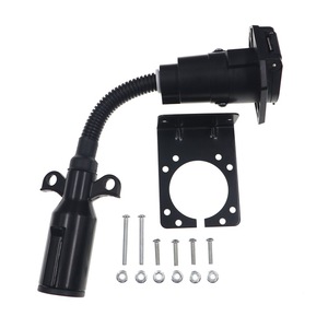 Trailer Adapter 7 Pin Round To Blade With <b>Bracket</b> UAG707K <b>Black</b> Plastic Mounting Kit - Product Image 1