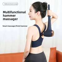 Marteau de massage portatif antidérapant à moteur sans balais, 4 têtes de massage, réglage de la vibration, écran LCD, pour le dos, la taille, les épaules, le cou, les jambes