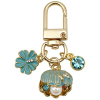 Cadeau créatif pour fille, porte-clés en alliage de zinc plaqué or UV avec coquille de perle colorée faite à la main, accessoires de sac à dos tendance