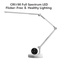 Lampe de bureau LED contemporaine avec télécommande tactile, base pliable en métal, CRI 95, éclairage réglable, protection des yeux, écologique
