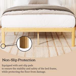 Combohome 18-дюймовый бамбуковый деревянный каркас кровати размера «King-Size», металлический опорный каркас для кровати «King-Size» без пружины - Product Image 4