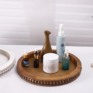 Wooden Round <b>Tray</b> Natural Wood Color Varnished Multifunction <b>Storage</b> <b>Tray</b> For Home Living Room Coffee Table Fruit Plate - Product Image 3