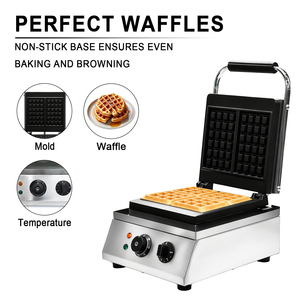Máquina de Waffles Comercial para Encimera, Máquina para Hacer Waffles Cuadrados con Recolector de Aceite, Parrilla Eléctrica para Waffles para Negocios de Catering - Product Image 2