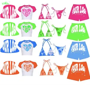 Traje de baño personalizado con logotipo Conjunto de bikini de cintura alta de dos piezas Trajes de baño para mujeres Monokini Fitness Trajes de baño para mujeres 2024
