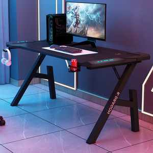 Mesa de juegos en forma de Z, luces ajustables de Metal de madera modernas, juego de <span class=keywords><strong>Pc</strong></span> Led Rgb, mesa de ordenador de oficina en casa, escritorio de juegos para juegos - Product Image 1