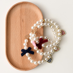 Cute <b>bow</b> cat-specific pearl necklace, pet dog collar, puppy and kitten neck brace decoration - Product Image 2