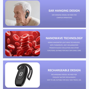 Irrigatore Auricolare Wireless Portatile Ricaricabile, Riduce l'Acufene, Dispositivo di Terapia a Luce Rossa 650NM <span class=keywords><strong>per</strong></span> la Cura delle Orecchie - Product Image 2