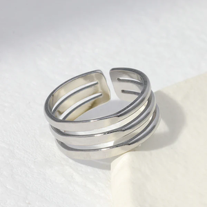 แหวนแฟชั่นทรงเรขาคณิตของผู้หญิงทันสมัยเครื่องประดับสแตนเลสชุบทองที่ทันสมัย - Product Image 4