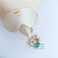 Ensemble cadeau de 3 pièces en soie biologique de qualité 6A, avec taie d'oreiller, masque pour les yeux et chouchous, design personnalisé OEM, broderie élégante