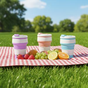 Nouvelle tasse à boisson en silicone portable pour les voyages, gobelet, bouteille d'eau pliable, tasse à café réutilisable avec couvercles - Product Image 3
