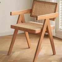 Chaise de salle à manger en rotin tressé en bois massif d'occasion avec dossier Chandigarh, nouveau style chinois, pliable pour la maison et la restauration