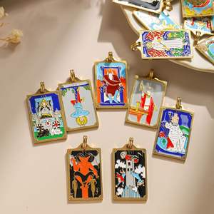 Retro personalizzato fatto a mano tarocchi fai da te con ciondolo in acciaio inossidabile accessori pendenti dipinti a goccia gioielli di moda - Product Image 1