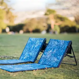 Outdoor Camping Draagbare 100% Polyester Chaise Zee Strand Bed Ligstoel Custom Opvouwbare Strand Mat Stoel Met Verstelbare Rugleuning