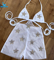 Ensemble bikini micro bikini à couverture amovible OEM Maillot de bain pour femme imprimé à pois Maillot de bain à volants pour la plage