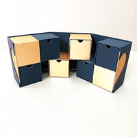 Boîte cadeau double en carton gris pour cosmétiques, rouges à lèvres, colliers, bagues – Emballage personnalisable pour cadeaux d'amoureux