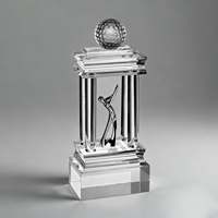 Trophée de golf personnalisé en cristal de haute qualité avec figurine de joueur en métal or, argent, bronze, logo personnalisé, pour un coup de golf à la par.