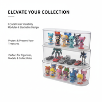 Boîte de présentation empilable en acrylique transparent pour figurines, boîte de rangement modulaire en plastique pour jouets de collection