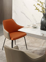 Chaise de salle à manger de luxe léger, style italien haut de gamme, avec accoudoirs entièrement rembourrés en cuir ultra-fibre, pour table îlot et table à manger