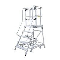 Plate-forme d'escalier de sécurité mobile à 3 marches Plate-forme d'échelle en aluminium avec système de roulettes rétractables