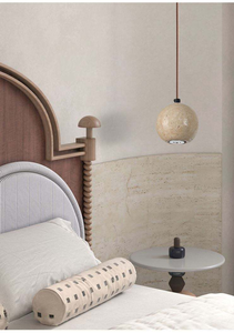 Lampadario a sospensione LED in travertino giallo Wabi Sabi, lampada da comodino per camera da letto, faretto da tavolo, installazione facile, dimensioni medie, 2 anni di garanzia - Product Image 3