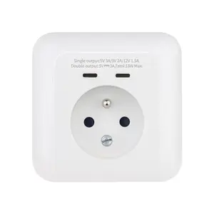 Prise de courant UE avec port de charge USB et panneau PC Type c 2.1A 16A 80mm * 80mm russie espagne prise murale SRAN