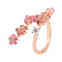 Fabrik-Großhandel Kirschblüten-Paarringe Weiße Blüten-Paarringe Damen Pavé Kupfer Liebesring für Hochzeitstag