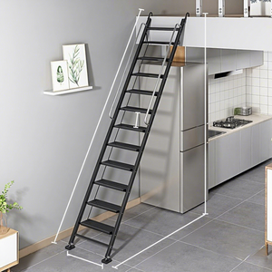 Échelle télescopique noire en alliage d'aluminium-magnésium épaissi, 8-12 marches, plateforme, <span class=keywords><strong>escalier</strong></span> intérieur/extérieur, portable, pour <span class=keywords><strong>grenier</strong></span> - Product Image 1