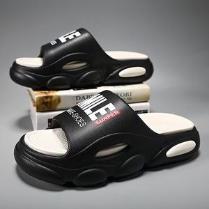 Thick Soled <b>Slippers</b> Men Black White Peep Toe Summer Outdoor Beach Shoes Comfortable Walking On Clouds Feel <b>Flip</b> <b>Flops</b> - Product Image 1