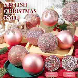 Luxury Glitter Pearl & Sequin Shatterproof 8cm <b>Christmas</b> Ball Ornaments for Xmas Tree - Product Image 3