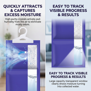 Sac <span class=keywords><strong>d</strong></span>éshumidificateur suspendu avec fenêtre transparente, <span class=keywords><strong>absorbeur</strong></span> <span class=keywords><strong>d</strong></span>'<span class=keywords><strong>humidité</strong></span> haute performance pour placard, armoire, maison, chambre - Product Image 3