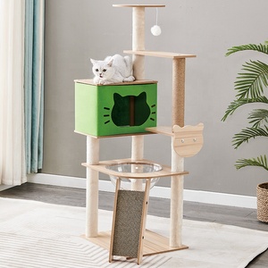 Grande tour de jeu pour chat multi-niveaux en bois de Chine et sisal, meuble pour animaux de compagnie - Product Image 4