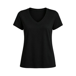Camisetas de Mujer con Cuello en V, 92% Algodón, 8% Elastano, Estampado Personalizado, Lisas, Ajustadas, Básicas para Chicas - Product Image 2